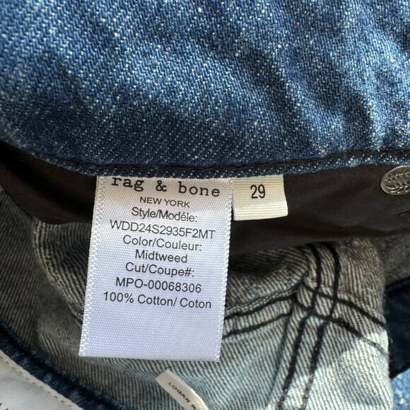 NWT Rag & Bone Logan Wide Leg Mid Rise Jeans Indigo Tweed Blue - Picture 7 of 13